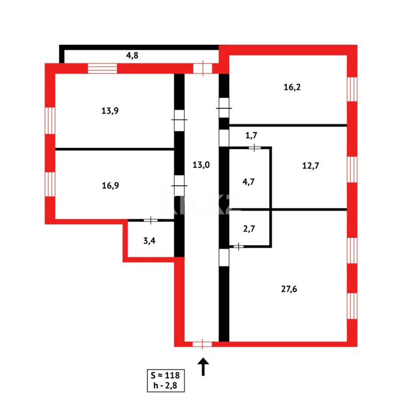 Продажа 4-комнатной квартиры, 118 м² - Продажа четырехкомнатных квартир в кирпичном доме в Караганде фото 11 из 11