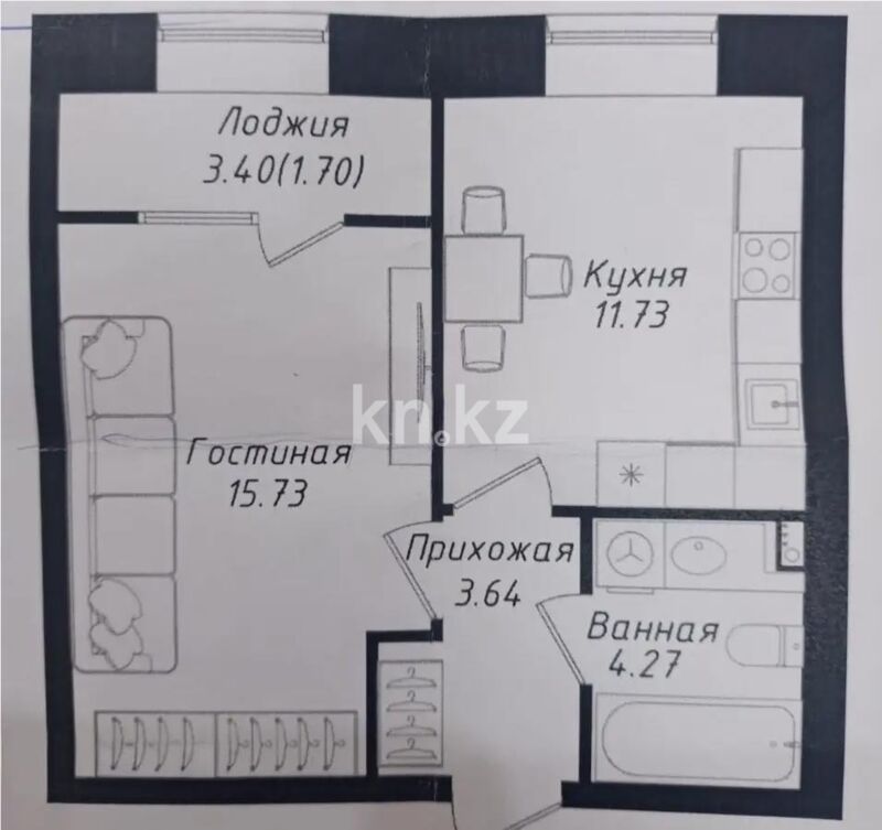 Продажа 1-комнатной квартиры, 37.2 м² - Продажа квартир в кирпичном доме в Астане - страница 2 фото 1 из 1