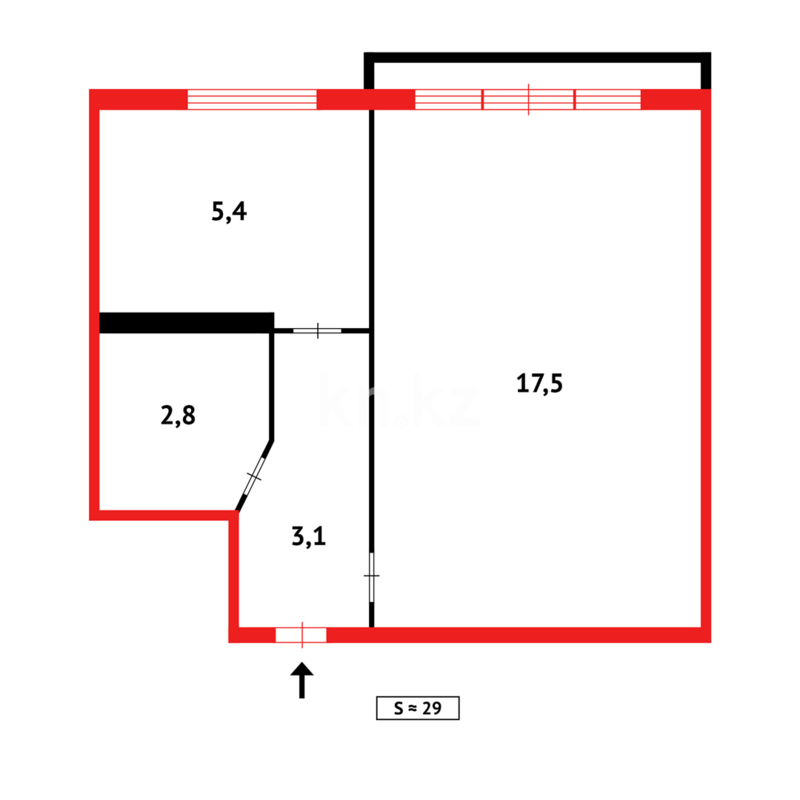 Продажа 1-комнатной квартиры, 29 м² - Продажа однокомнатных квартир в панельном доме в Казахстане - страница 50 фото 5 из 5