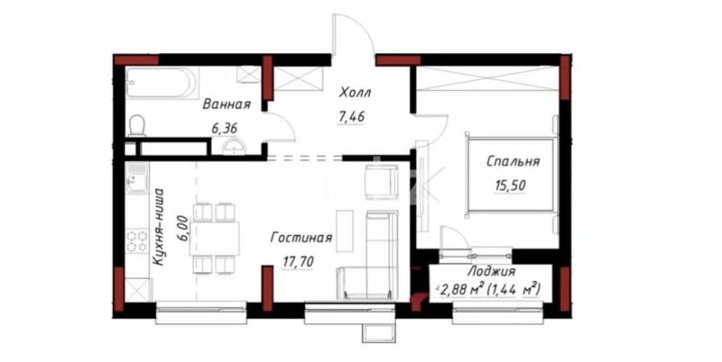 Продажа 2-комнатной квартиры, 54.46 м² - Продажа квартир в Казахстане - страница 5 фото 1 из 1