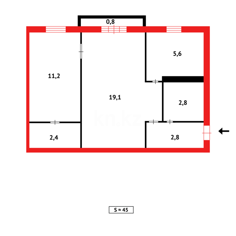 Продажа 2-комнатной квартиры, 46 м² - Продажа двухкомнатных квартир в панельном доме в Темиртау - страница 9 фото 8 из 8