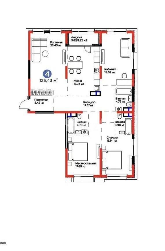 Продажа 4-комнатной квартиры, 126 м² - Продажа квартир в Казахстане - страница 203 фото 1 из 1