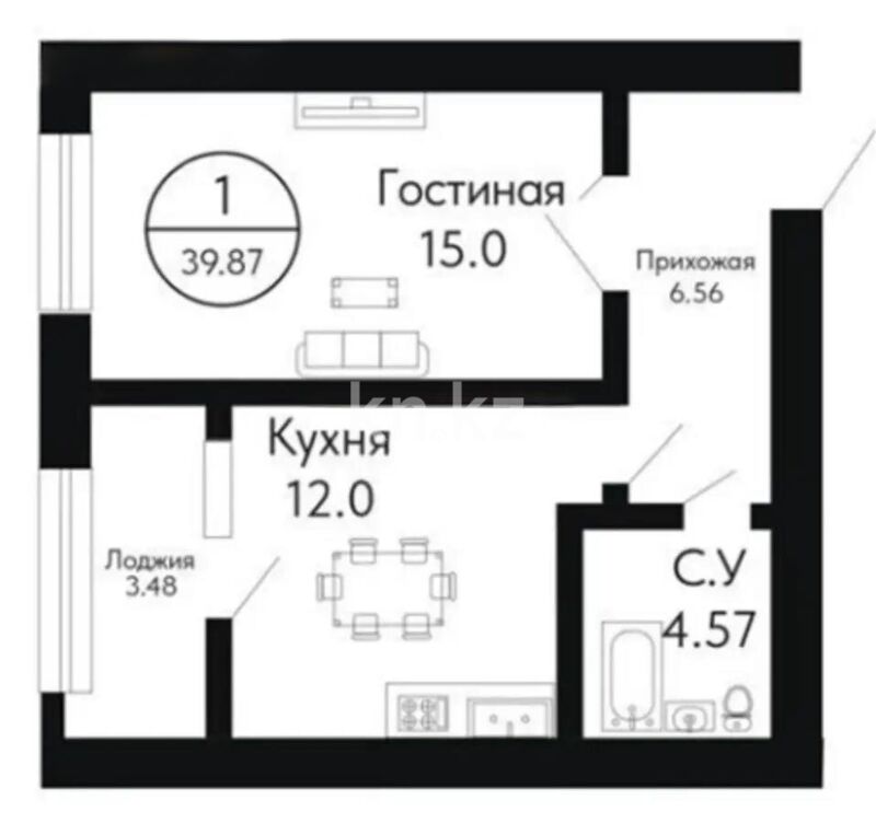 Продажа 1-комнатной квартиры, 40 м² - Продажа  однокомнатных квартир в новостройках Астаны - страница 18 фото 3 из 3