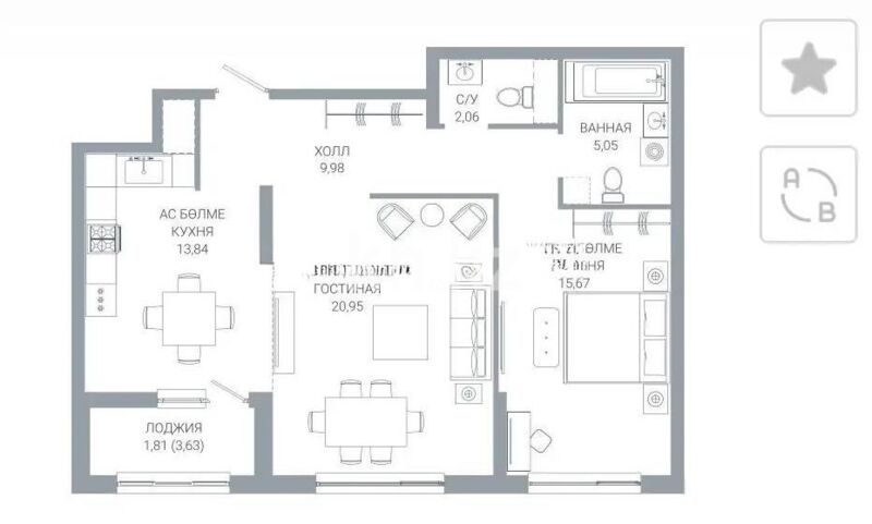 Продажа 2-комнатной квартиры, 70 м² - Продажа квартир в новостройках Астаны - страница 40 фото 1 из 1