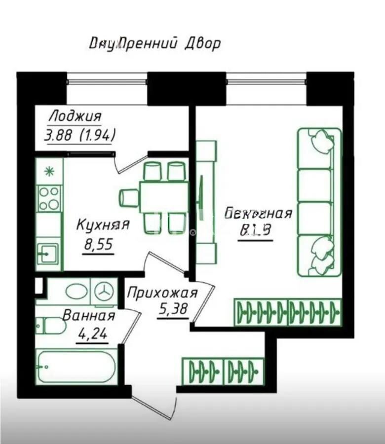 Продажа 1-комнатной квартиры, 36.34 м² - Продажа квартир в кирпичном доме в Казахстане - страница 28 фото 4 из 4