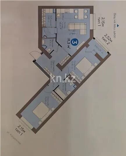 Продажа 3-комнатной квартиры, 81.3 м² - Продажа трехкомнатных квартир в кирпичном доме в Казахстане - страница 68 фото 1 из 1