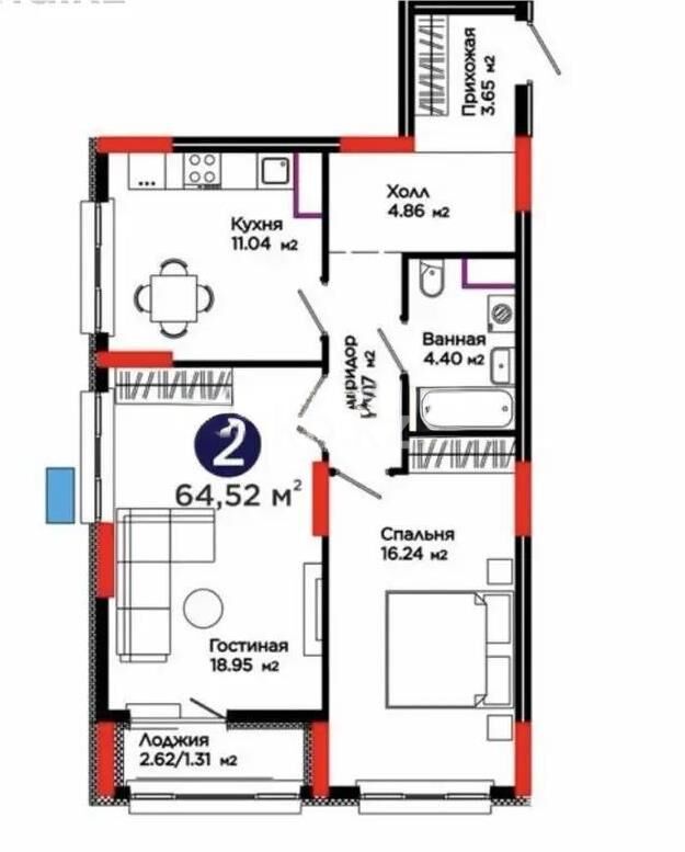 Продажа 2-комнатной квартиры, 64.52 м² - Продажа двухкомнатных квартир в р-не Есиль Астаны - страница 49 фото 1 из 1