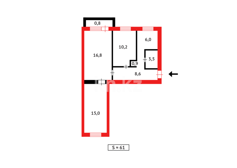 Продажа 3-комнатной квартиры, 61 м² - Продажа трехкомнатных квартир в Темиртау - страница 8 фото 15 из 15