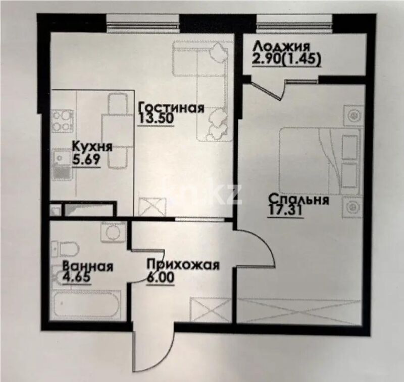 Продажа 2-комнатной квартиры, 48.6 м² - Продажа двухкомнатных квартир в Алатауском р-не Алматы - страница 31 фото 1 из 1