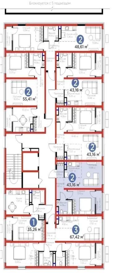 Продажа 2-комнатной квартиры, 43.16 м² - Продажа двухкомнатных квартир в монолитно-каркасном доме в Казахстане - страница 189 фото 1 из 1