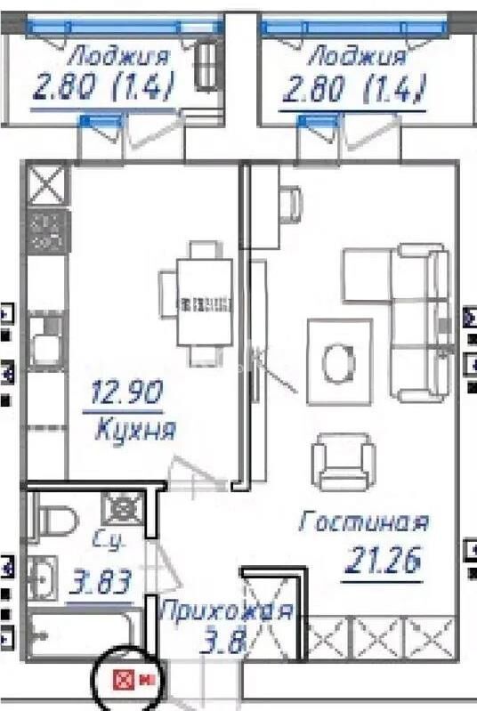 Продажа 1-комнатной квартиры, 41.6 м² - Продажа однокомнатных квартир в р-не Сарайшык Астаны - страница 24 фото 1 из 1