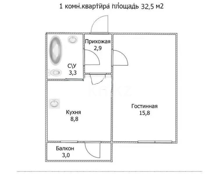Продажа 1-комнатной квартиры, 33 м² - Продажа однокомнатных квартир в кирпичном доме в Астане - страница 66 фото 1 из 1