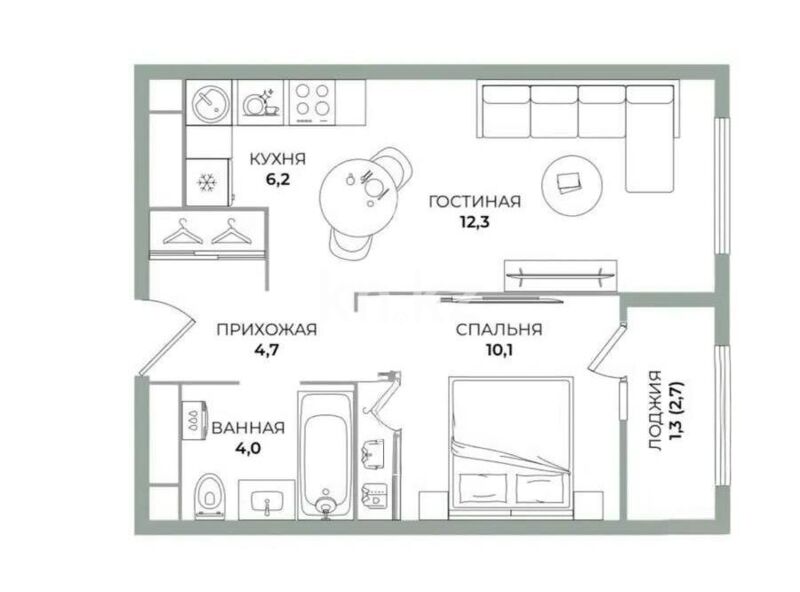 Продажа 1-комнатной квартиры, 39 м² - Продажа однокомнатных квартир в Алатауском р-не Алматы - страница 3 фото 1 из 1