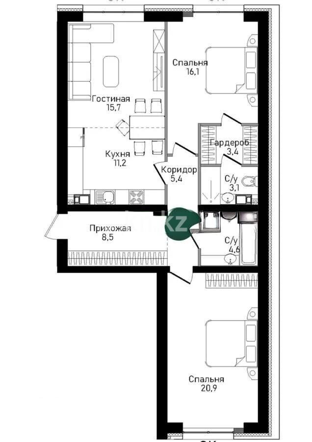 Продажа 3-комнатной квартиры, 88.9 м² - Продажа квартир от собственников в Алматы - страница 13 фото 1 из 1