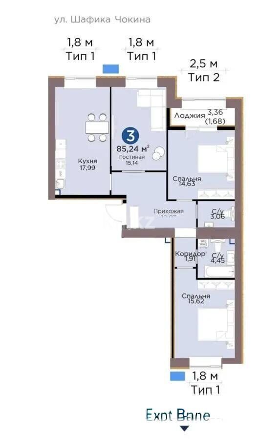 Продажа 3-комнатной квартиры, 84 м² - Продажа квартир в новостройках Астаны - страница 10 фото 1 из 1