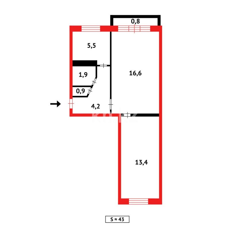 Продажа 2-комнатной квартиры, 43 м² - Продажа двухкомнатных квартир в Темиртау фото 9 из 9
