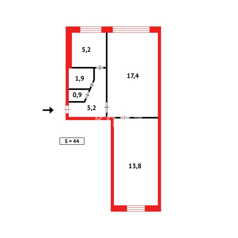 Продажа 2-комнатной квартиры, 44 м² - Продажа квартир в панельном доме в Казахстане - страница 14 фото 14 из 14