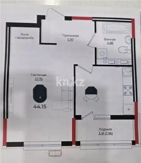 Продажа 1-комнатной квартиры, 44.15 м² - Продажа однокомнатных квартир в р-не Сарыарка Астаны - страница 14 фото 1 из 1