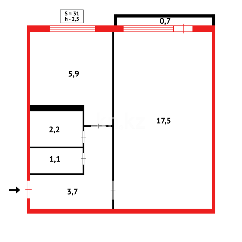 Продажа 1-комнатной квартиры, 30 м² - Продажа однокомнатных квартир в панельном доме в Караганде - страница 9 фото 9 из 9