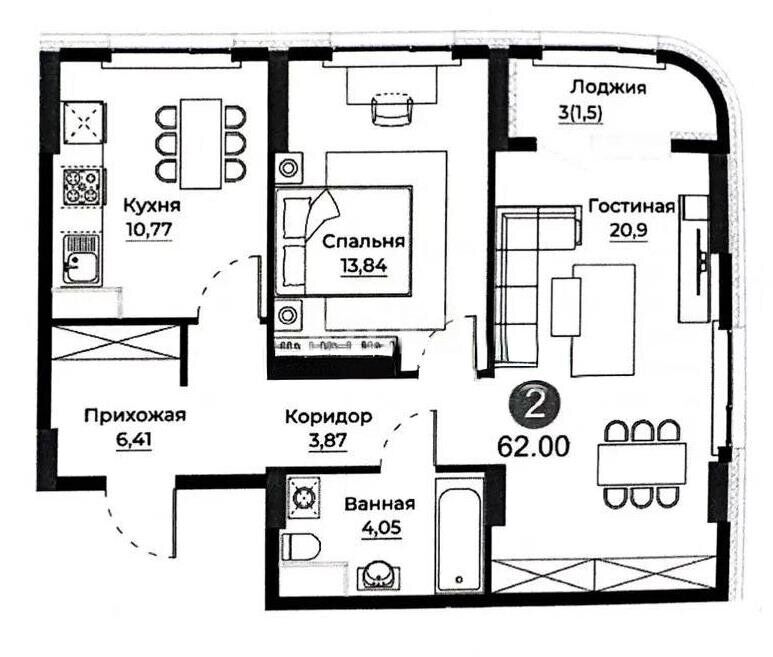 Продажа 3-комнатной квартиры, 62 м² - Продажа трехкомнатных квартир в блочном доме в Казахстане - страница 3 фото 1 из 1