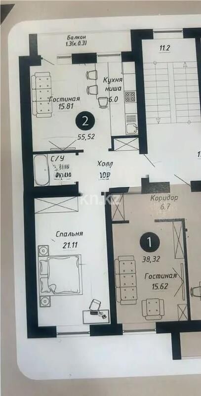 Продажа 2-комнатной квартиры, 53 м² - Продажа двухкомнатных квартир в р-не Сарыарка Астаны - страница 20 фото 1 из 1