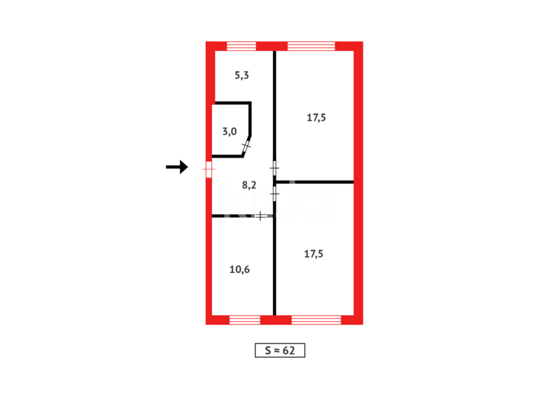 Продажа 3-комнатной квартиры, 61 м² - Продажа трехкомнатных квартир в Темиртау - страница 4 фото 1 из 4