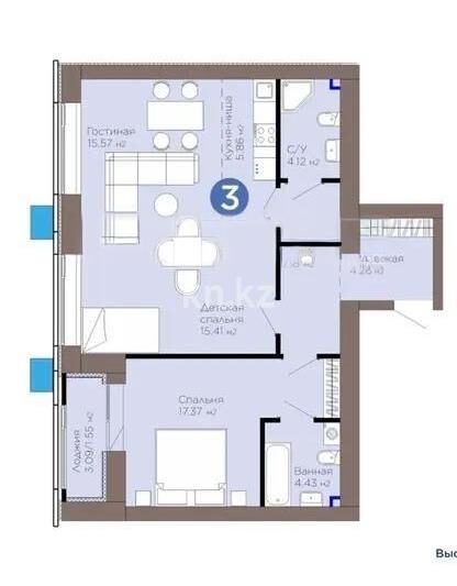 Продажа 3-комнатной квартиры, 75.75 м² - Продажа трехкомнатных квартир в кирпичном доме в Казахстане - страница 72 фото 1 из 1