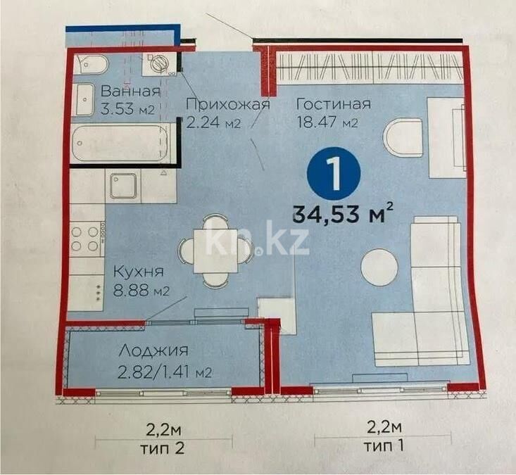 Продажа 1-комнатной квартиры, 35 м² - Продажа квартир в Казахстане - страница 130 фото 1 из 1