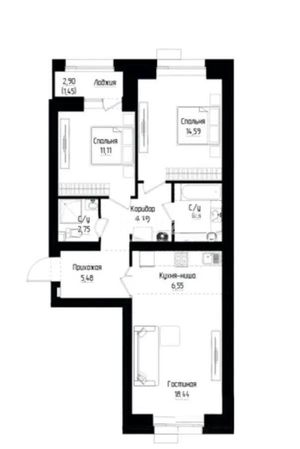 Продажа 3-комнатной квартиры, 71.48 м² - Продажа квартир в р-не Нура Астаны - страница 2 фото 1 из 1
