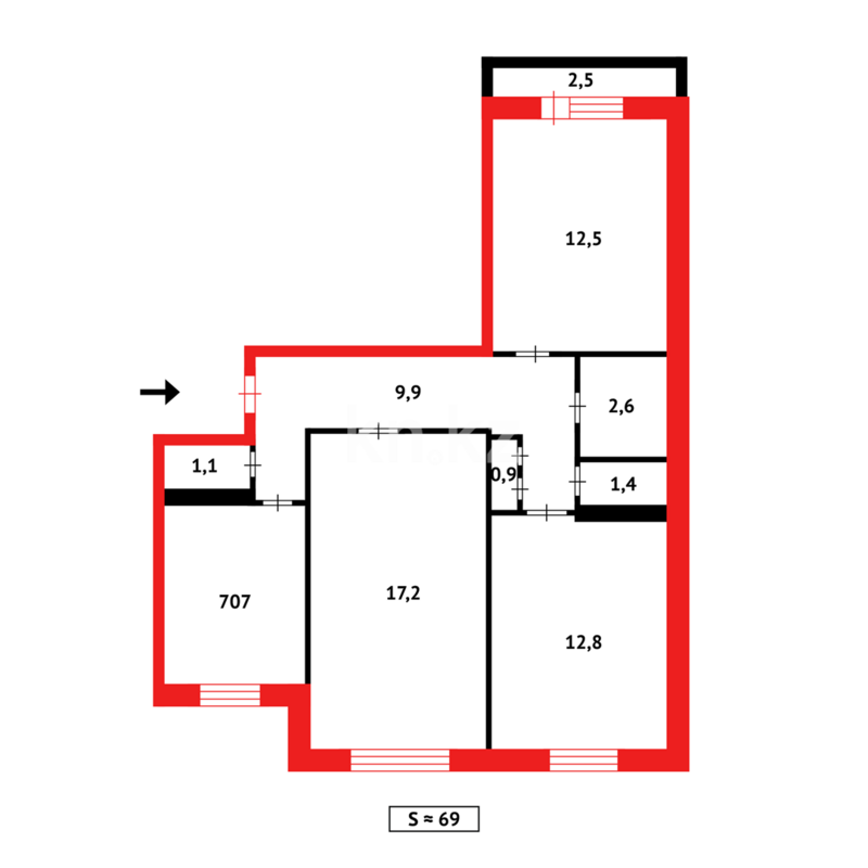 Продажа 3-комнатной квартиры, 70 м² - Продажа трехкомнатных квартир в Темиртау - страница 13 фото 10 из 10