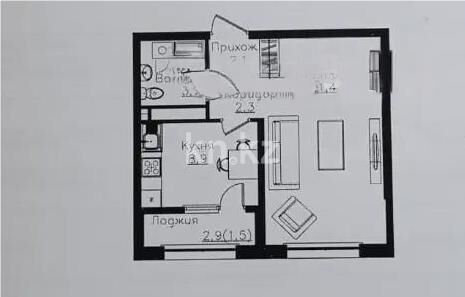 Продажа 1-комнатной квартиры, 39.9 м² - Продажа однокомнатных квартир в Алматы - страница 5 фото 1 из 1
