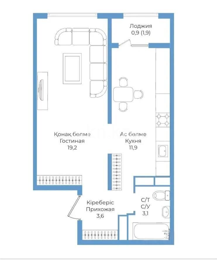 Продажа 1-комнатной квартиры, 38.8 м² - Продажа однокомнатных квартир в Наурызбайском р-не Алматы - страница 11 фото 3 из 3