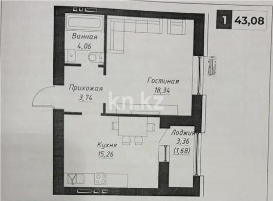Продажа 1-комнатной квартиры, 43 м² - Продажа однокомнатных квартир в р-не Есиль Астаны - страница 7 фото 1 из 1