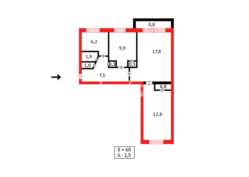 Продажа 3-комнатной квартиры, 60 м² - Продажа трехкомнатных квартир в Темиртау - страница 17 фото 10 из 10