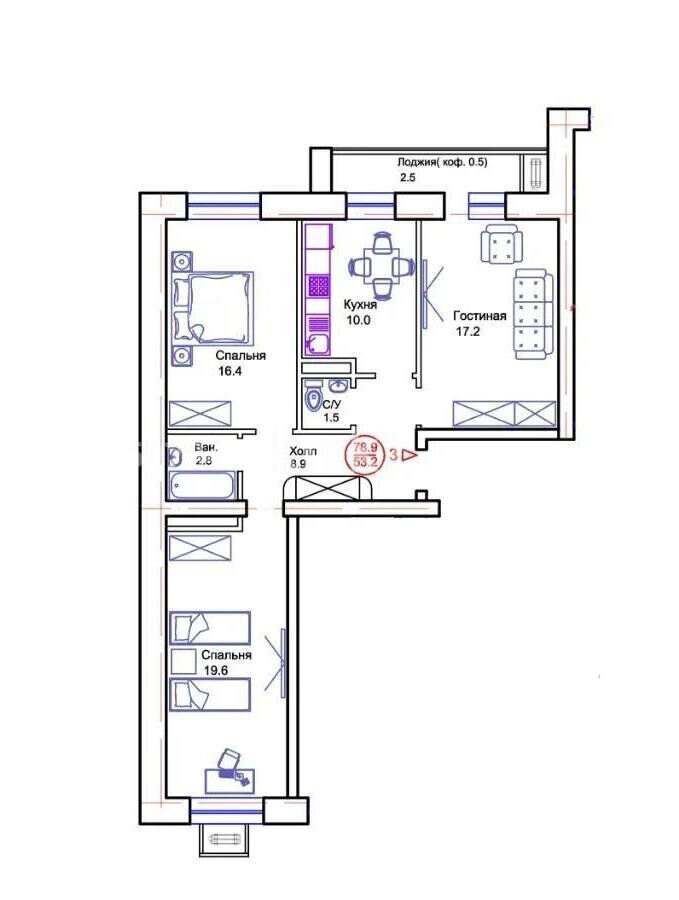 Продажа 3-комнатной квартиры, 78.9 м² - Продажа домов, коттеджей в Жезказгане фото 2 из 2