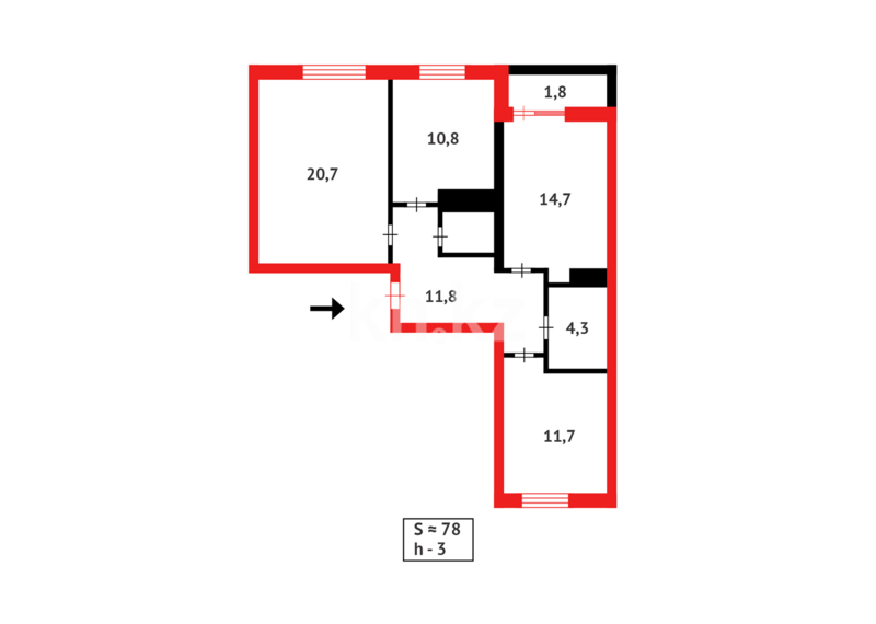 Продажа 3-комнатной квартиры, 78 м² - Продажа квартир в блочном доме в Астане - страница 172 фото 13 из 13