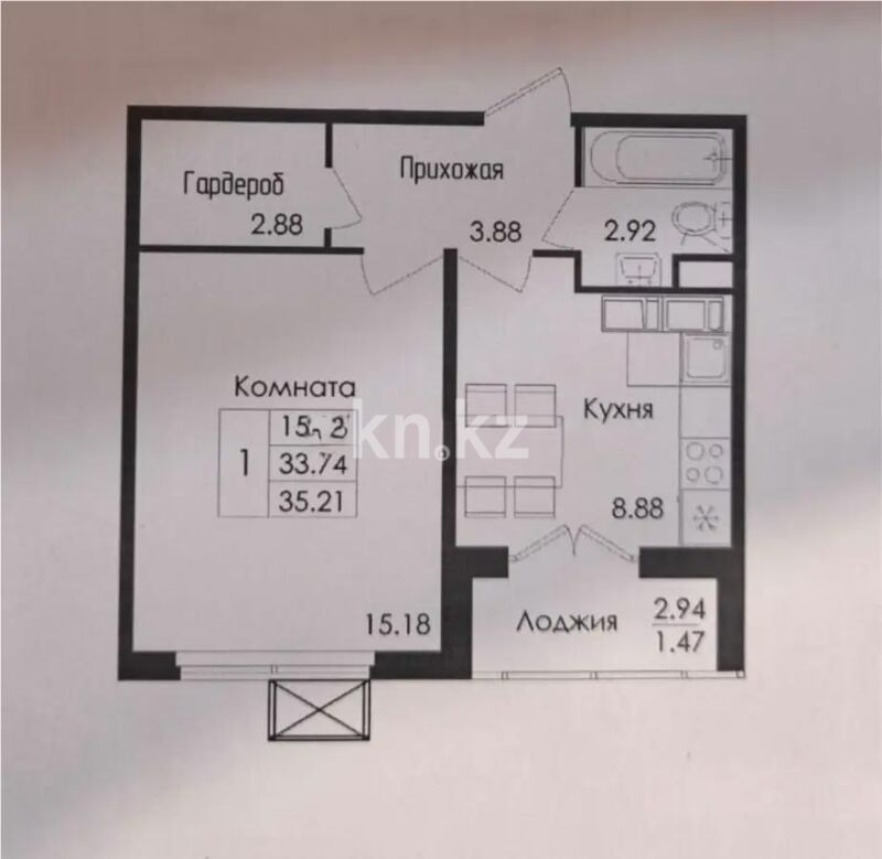 Продажа 1-комнатной квартиры, 35.21 м² - Продажа однокомнатных квартир в р-не Есиль Астаны - страница 20 фото 1 из 1