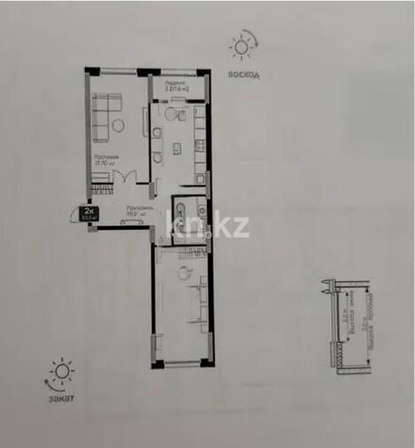 Продажа 2-комнатной квартиры, 65.6 м² - Продажа двухкомнатных квартир в блочном доме в Казахстане - страница 37 фото 4 из 4