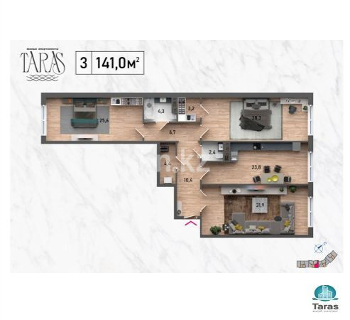 Продажа 3-комнатной квартиры, 141 м² - Продажа квартир в монолитном доме в Казахстане фото 1 из 1