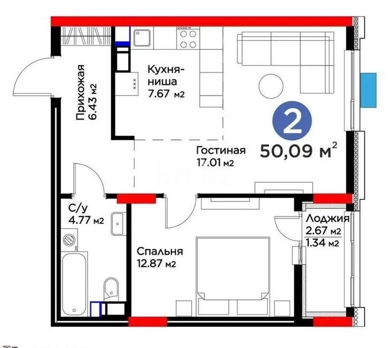 Продажа 2-комнатной квартиры, 50 м² - Продажа двухкомнатных квартир в блочном доме в Казахстане - страница 73 фото 5 из 5