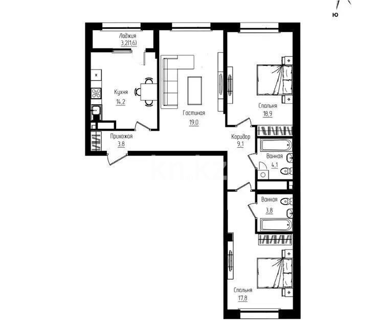Продажа 3-комнатной квартиры, 94 м² - Продажа трехкомнатных квартир в Алмалинском р-не Алматы - страница 8 фото 1 из 1