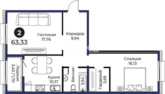 Продажа 2-комнатной квартиры, 63.33 м² - Продажа двухкомнатных квартир в р-не Нура Астаны - страница 13 фото 1 из 3
