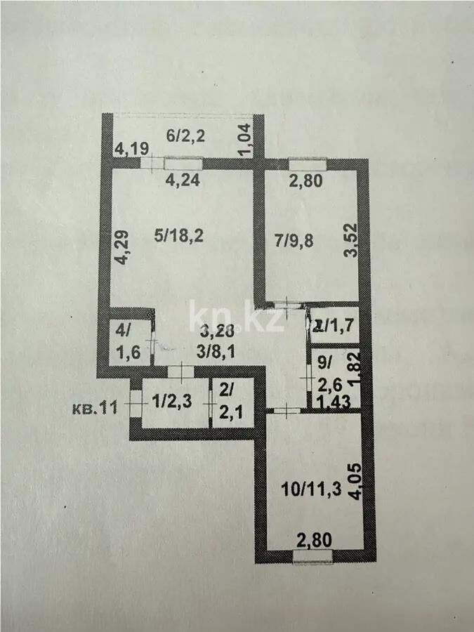 Продажа 3-комнатной квартиры, 59.9 м² - Продажа трехкомнатных квартир в р-не Косшы Астаны фото 5 из 5