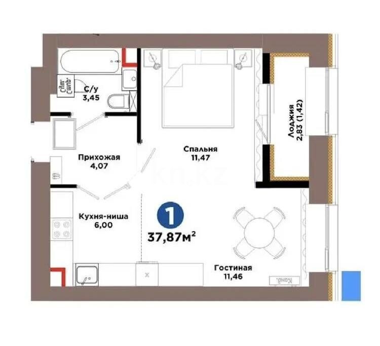 Продажа 2-комнатной квартиры, 37.87 м² - Продажа квартир в Астане - страница 19 фото 1 из 1