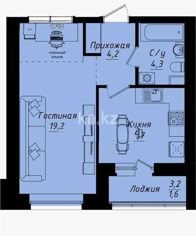 Продажа 1-комнатной квартиры, 39 м² - Продажа однокомнатных квартир в Казахстане - страница 61 фото 1 из 1