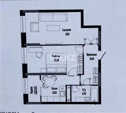 Продажа 2-комнатной квартиры, 59 м² - Продажа двухкомнатных квартир в кирпичном доме в Казахстане - страница 133 фото 1 из 1