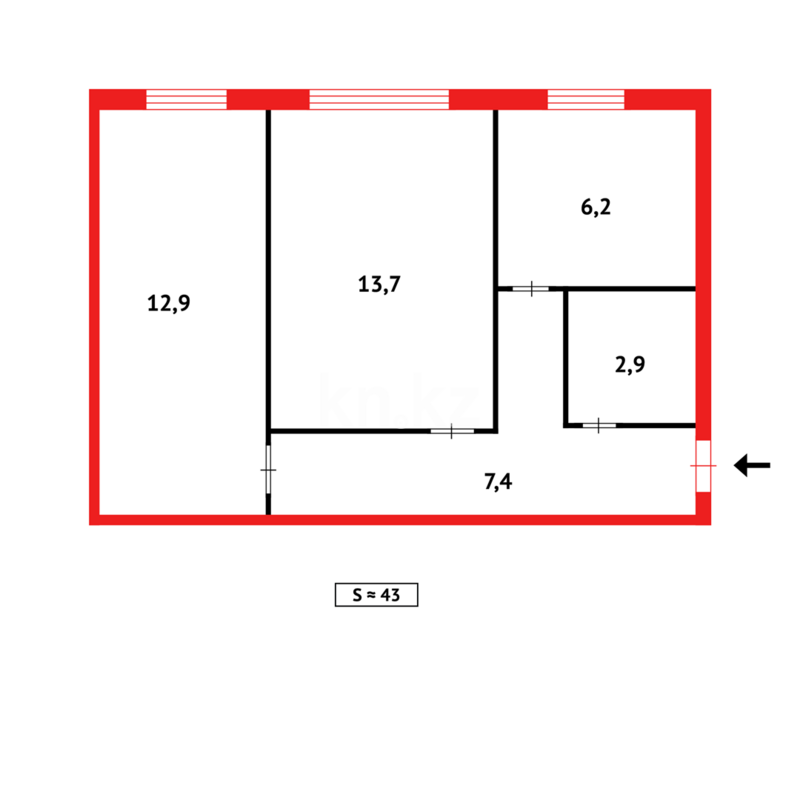 Продажа 2-комнатной квартиры, 43 м² - Продажа двухкомнатных квартир в блочном доме в Казахстане - страница 79 фото 10 из 10