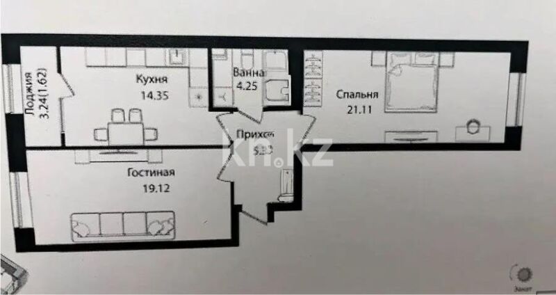 Продажа 2-комнатной квартиры, 66 м² - Продажа двухкомнатных квартир в монолитно-каркасном доме в Астане фото 1 из 1