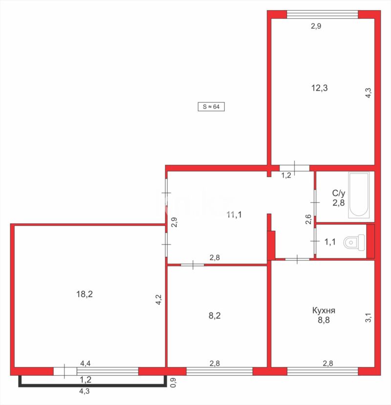 Продажа 3-комнатной квартиры, 67 м² - Продажа трехкомнатных квартир в Караганде - страница 47 фото 18 из 18