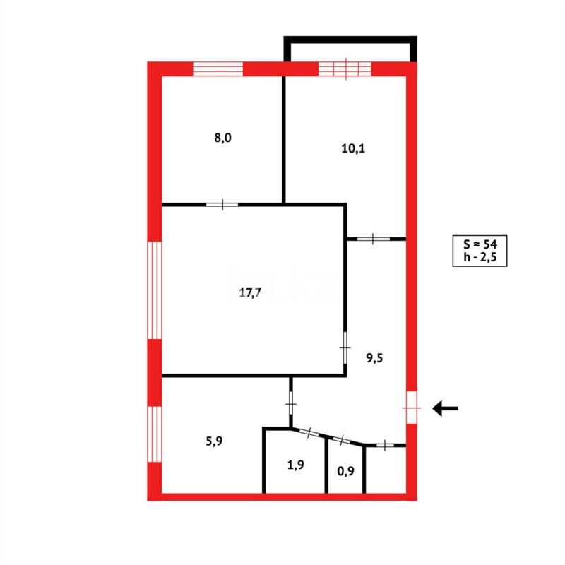 Продажа 3-комнатной квартиры, 54 м² - Продажа квартир в блочном доме в Казахстане - страница 196 фото 11 из 11